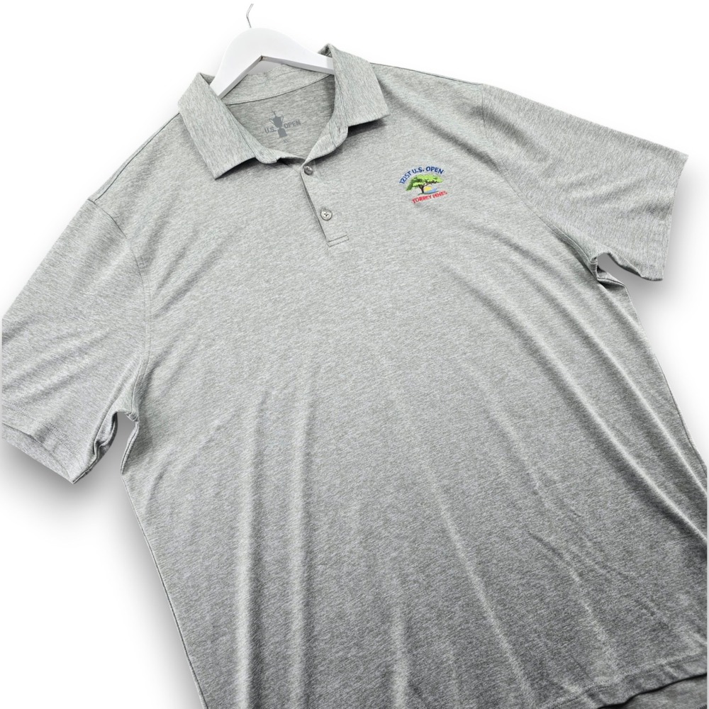 US Open Polo Shirt Mens XL Gray Poly Spandex 121st Torrey Pines Golf 06B1281